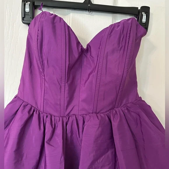 NWOT Zara Vibrant Purple Strapless Voluminous mini Dress - Picture 12 of 16